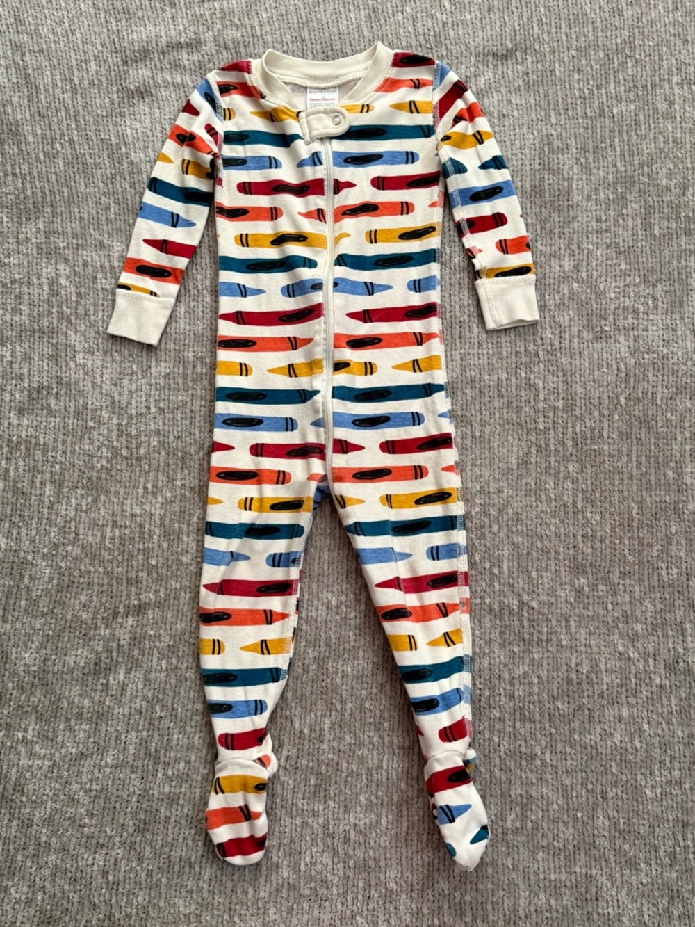 Hanna Andersson Crayon Print‎ Organic Cotton Zip Footed Pajamas 18-24M